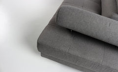 Sofá esquinero Annalo con reposacabezas ajustables tela gris