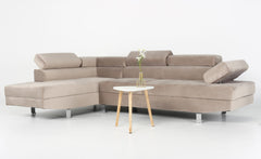Canapé d'angle avec têtières relevables Alfa Velours Taupe