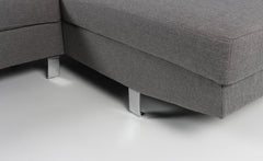 Canapé d'angle Annalo avec têtières relevables en tissu gris
