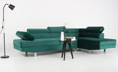 Canapé d'angle avec têtières relevables Alfa Velours Vert
