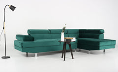 Canapé d'angle avec têtières relevables Alfa Velours Vert