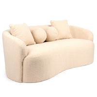 Canapé 3 places incurvé en tissu bouclette beige
