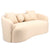 Canapé 3 places incurvé en tissu bouclette beige