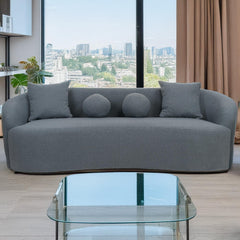 Sofá de 4 plazas Celin XL de tejido bouclé gris y diseño curvo