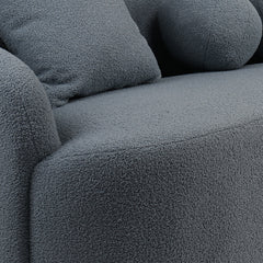 Sofá de 4 plazas Celin XL de tejido bouclé gris y diseño curvo