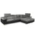 Sofá esquinero convertible Alixto, reposacabezas ajustables, piel sintética negra y tela gris oscuro