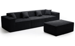 Canapé modulable en angle avec pouf Archiduc Velours Noir