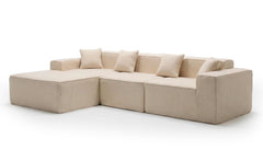 Canapé modulable en angle avec pouf Archiduc Tissu bouclette beige