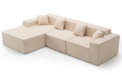 Canapé modulable en angle avec pouf Archiduc Tissu bouclette beige
