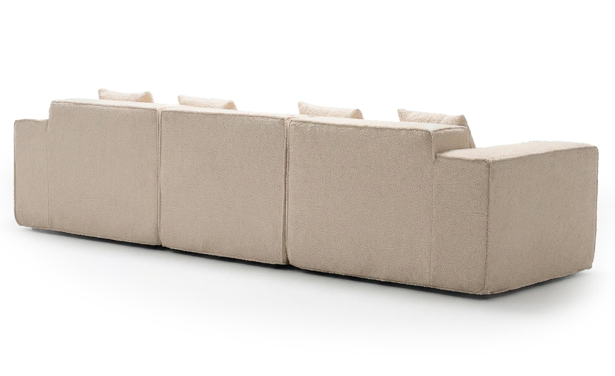 Canapé modulable en angle avec pouf Archiduc Tissu bouclette beige