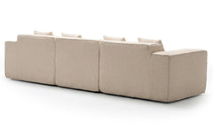 Canapé modulable en angle avec pouf Archiduc Tissu bouclette beige