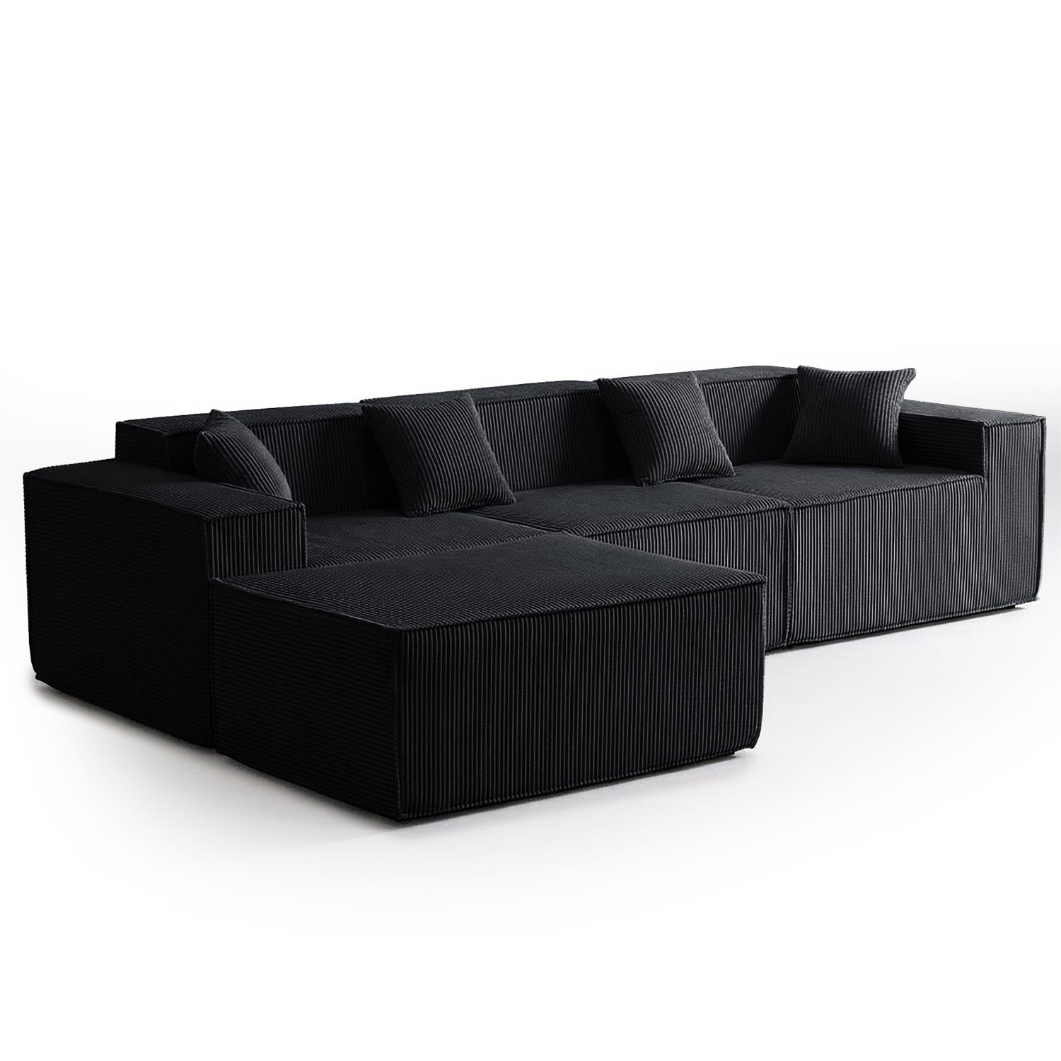 Canapé modulable en angle avec pouf Archiduc Velours Noir