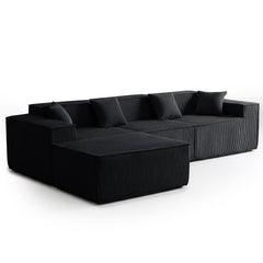 Canapé modulable en angle avec pouf Archiduc Velours Noir
