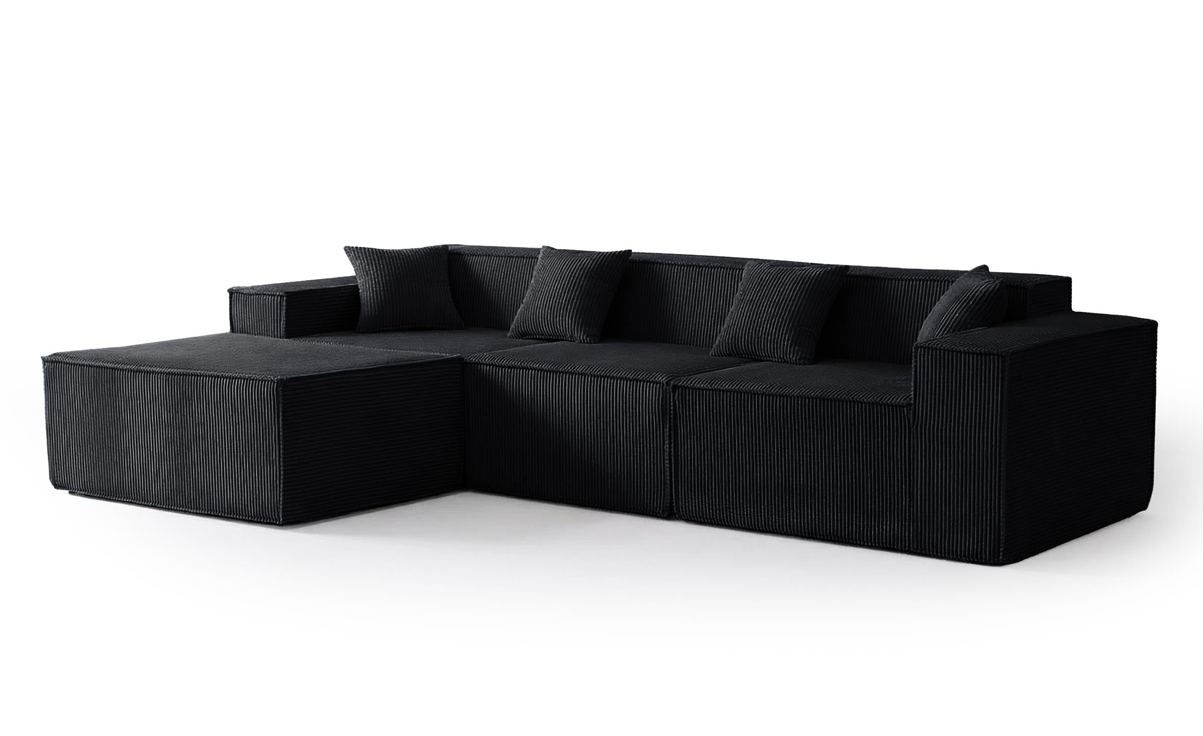 Canapé modulable en angle avec pouf Archiduc Velours Noir