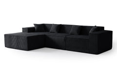 Canapé modulable en angle avec pouf Archiduc Velours Noir