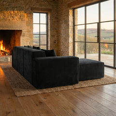 Canapé modulable en angle avec pouf Archiduc Velours Noir