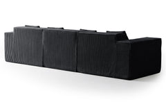 Canapé modulable en angle avec pouf Archiduc Velours Noir