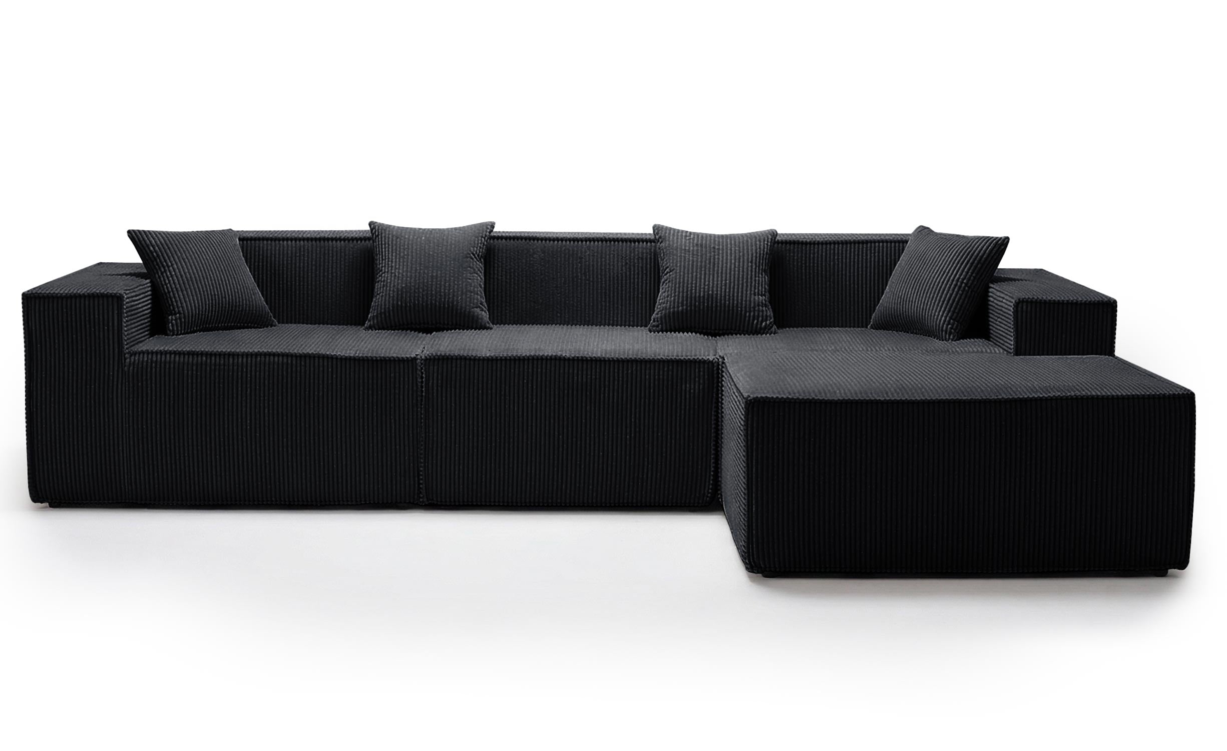 Canapé modulable en angle avec pouf Archiduc Velours Noir