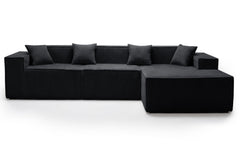 Canapé modulable en angle avec pouf Archiduc Velours Noir
