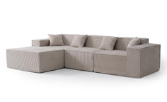 Canapé modulable en angle avec pouf Archiduc Velours côtelé Taupe