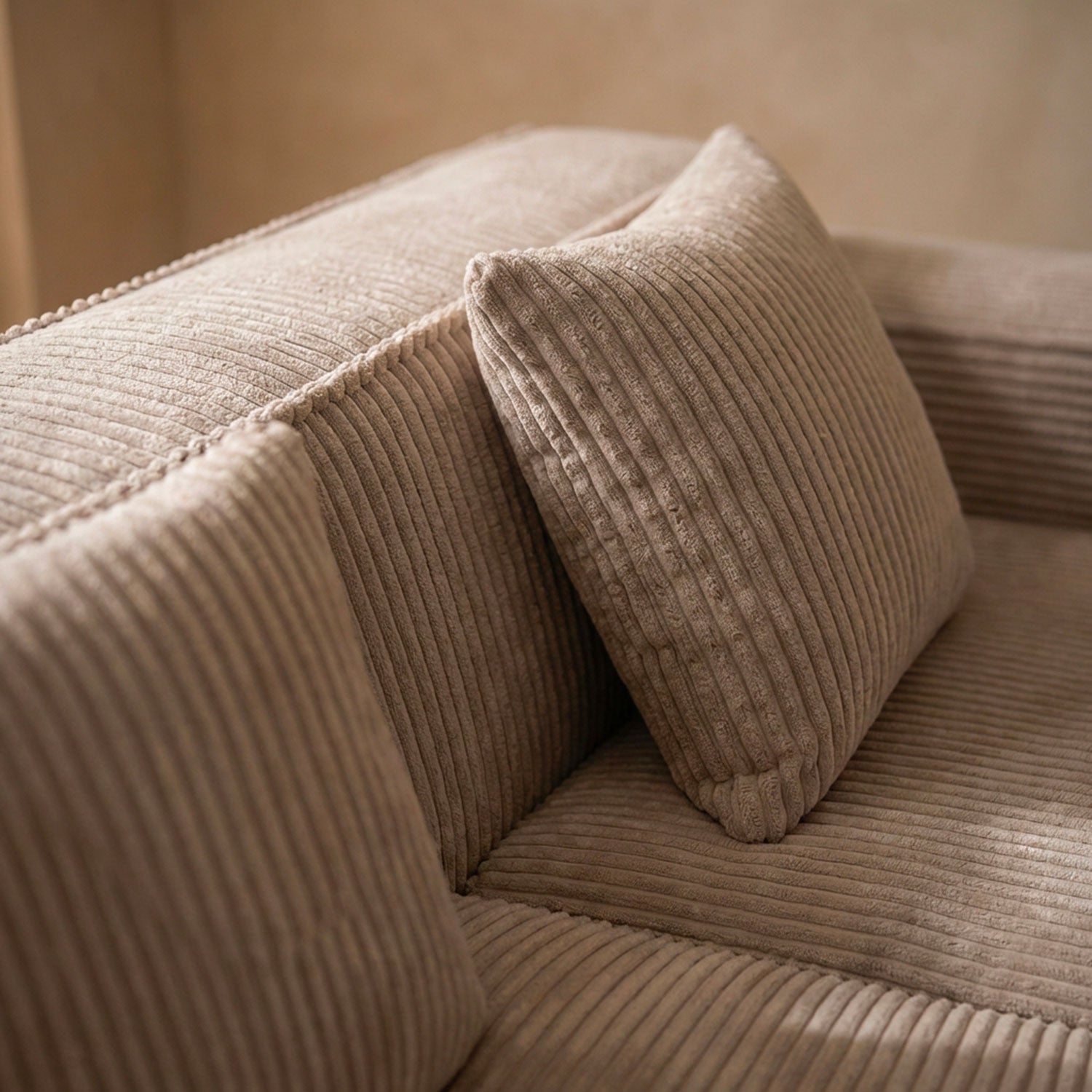 Canapé modulable en angle avec pouf Archiduc Velours côtelé Taupe