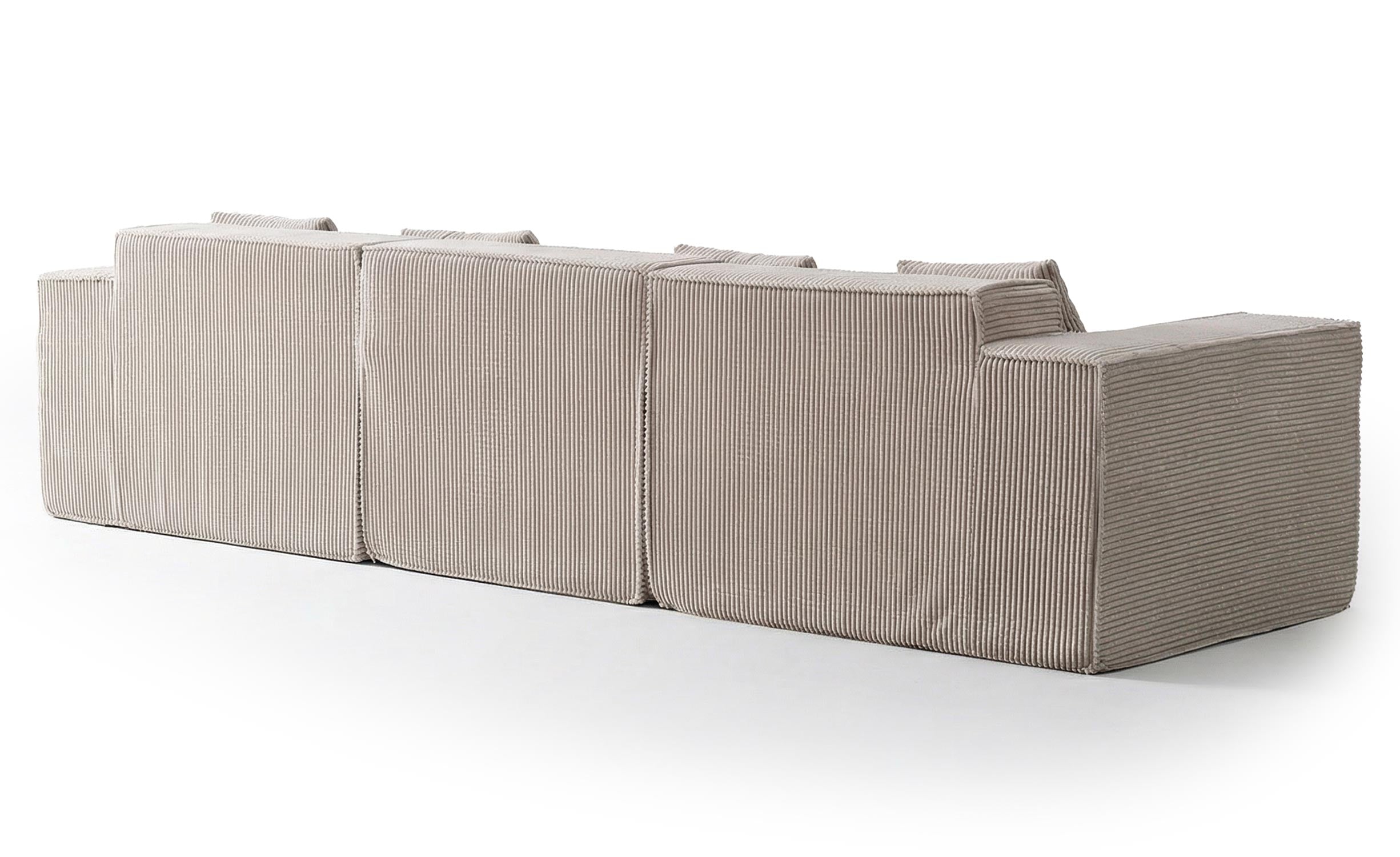 Canapé modulable en angle avec pouf Archiduc Velours côtelé Taupe