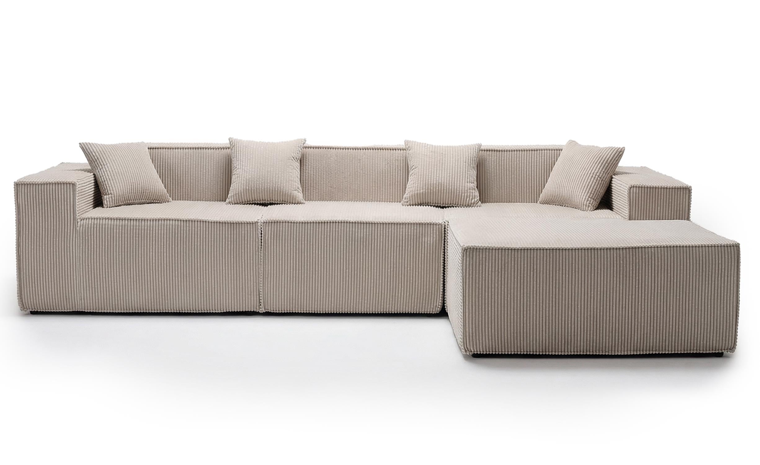 Canapé modulable en angle avec pouf Archiduc Velours côtelé Taupe