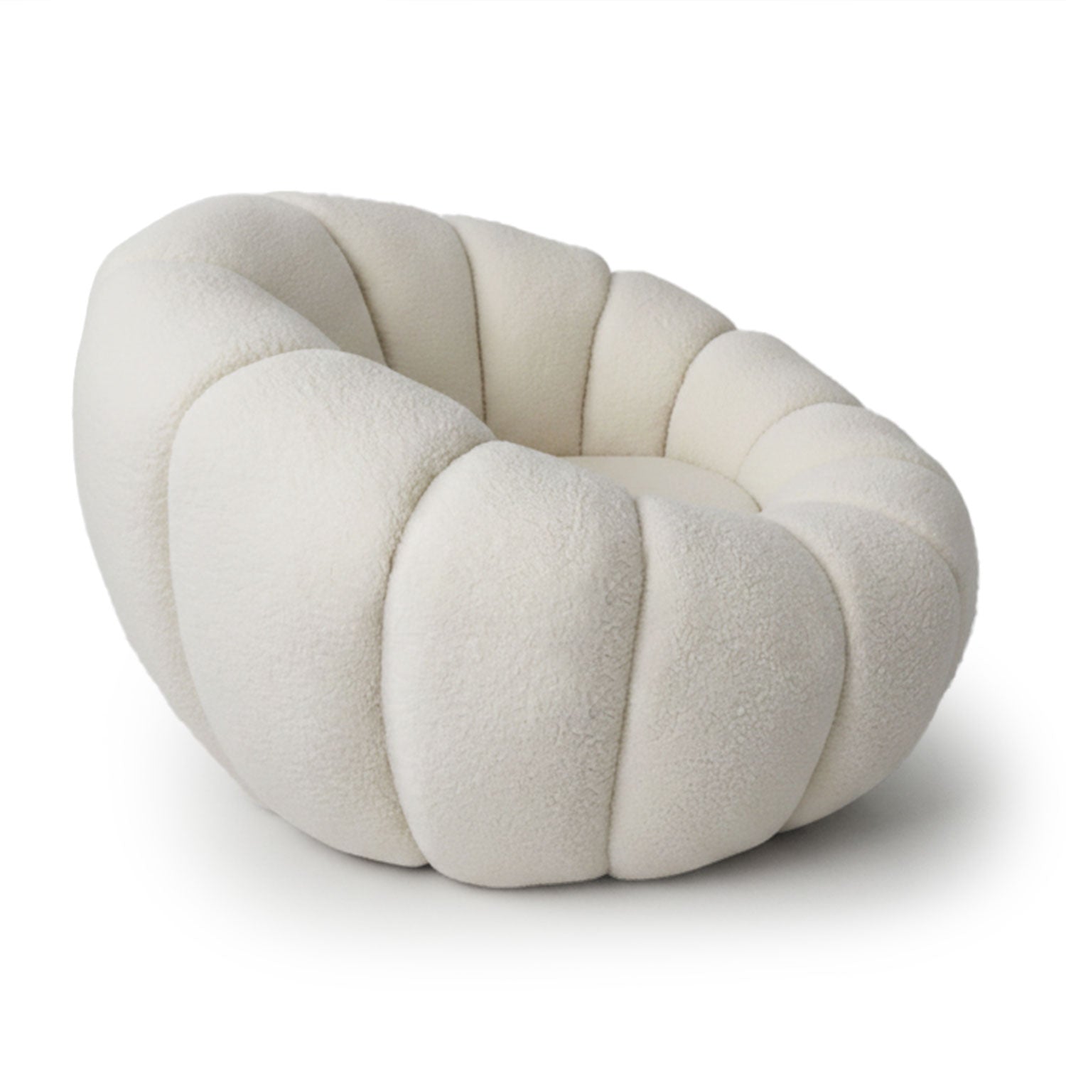 Fauteuil tournant design coquillage Arielina Tissu bouclette Beige