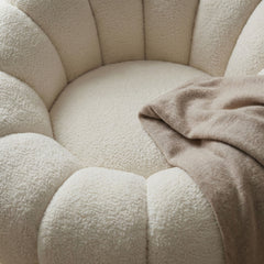 Fauteuil tournant design coquillage Arielina Tissu bouclette Beige