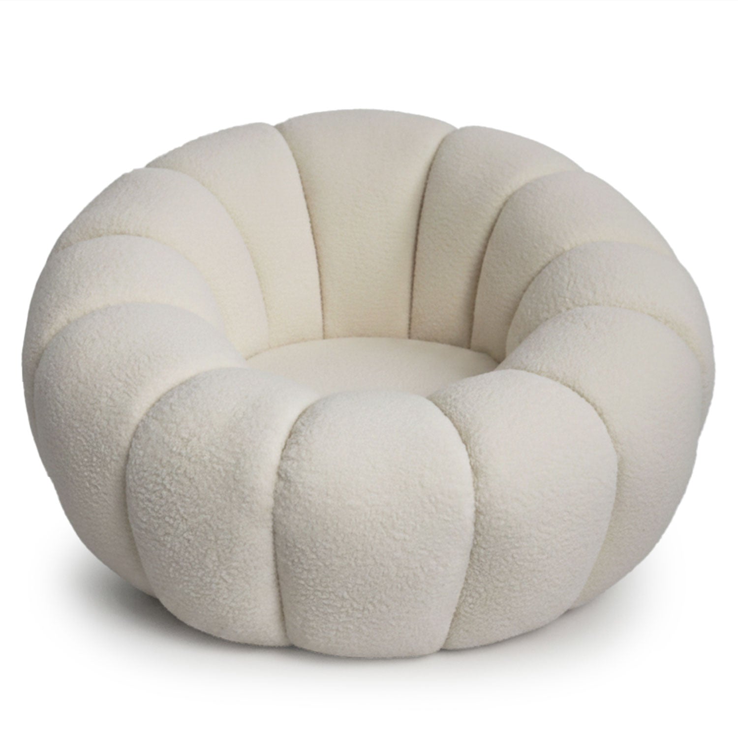Fauteuil tournant design coquillage Arielina Tissu bouclette Beige