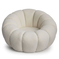 Fauteuil tournant design coquillage Arielina Tissu bouclette Beige