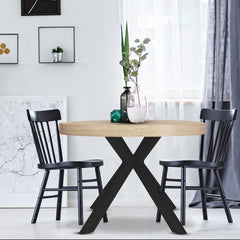 Table extensible ronde Aphista noir et chêne clair