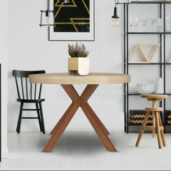 Table extensible ronde Aphista en effet bois chic