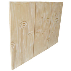 Tête de lit murale triptyque Aurore 160cm Bois sculpté Beige patiné