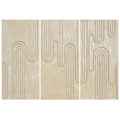 Tête de lit murale triptyque Aurore 160cm Bois sculpté Beige patiné
