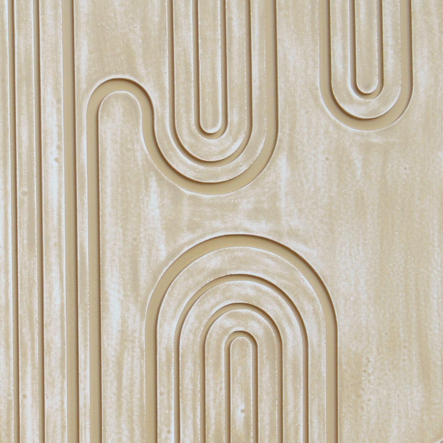 Tête de lit murale triptyque Aurore 160cm Bois sculpté Beige patiné