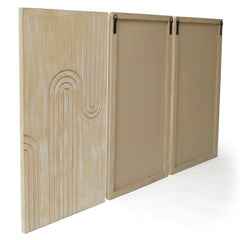 Tête de lit murale triptyque Aurore 160cm Bois sculpté Beige patiné