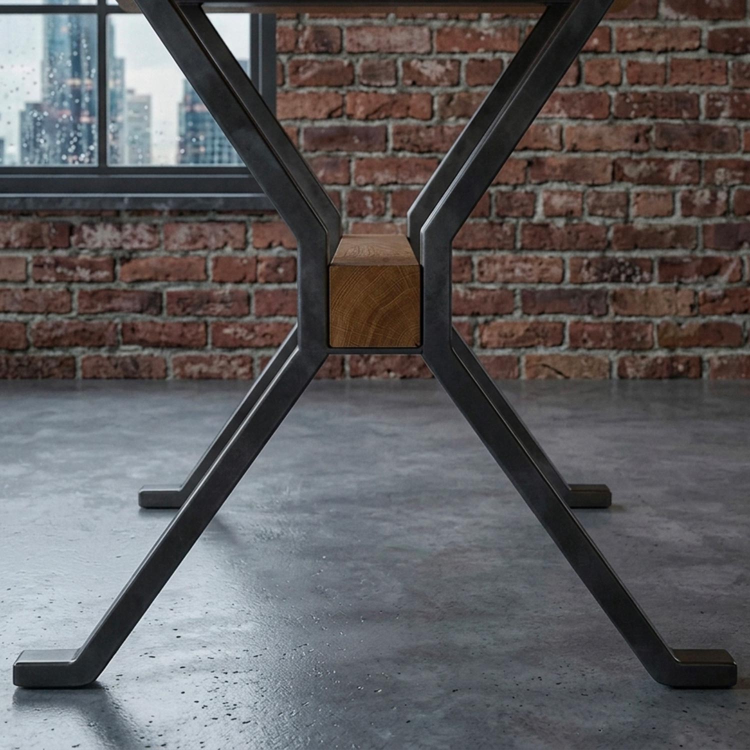 Table à manger rectangulaire style industriel 150cm Rustica Bois de manguier et Métal Noir