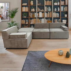 Sofá modular Celinda de terciopelo gris topo