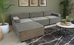 Sofá modular Celinda de terciopelo gris topo