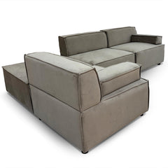Sofá modular Celinda de terciopelo gris topo