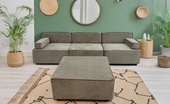 Sofá modular Celinda de terciopelo gris topo