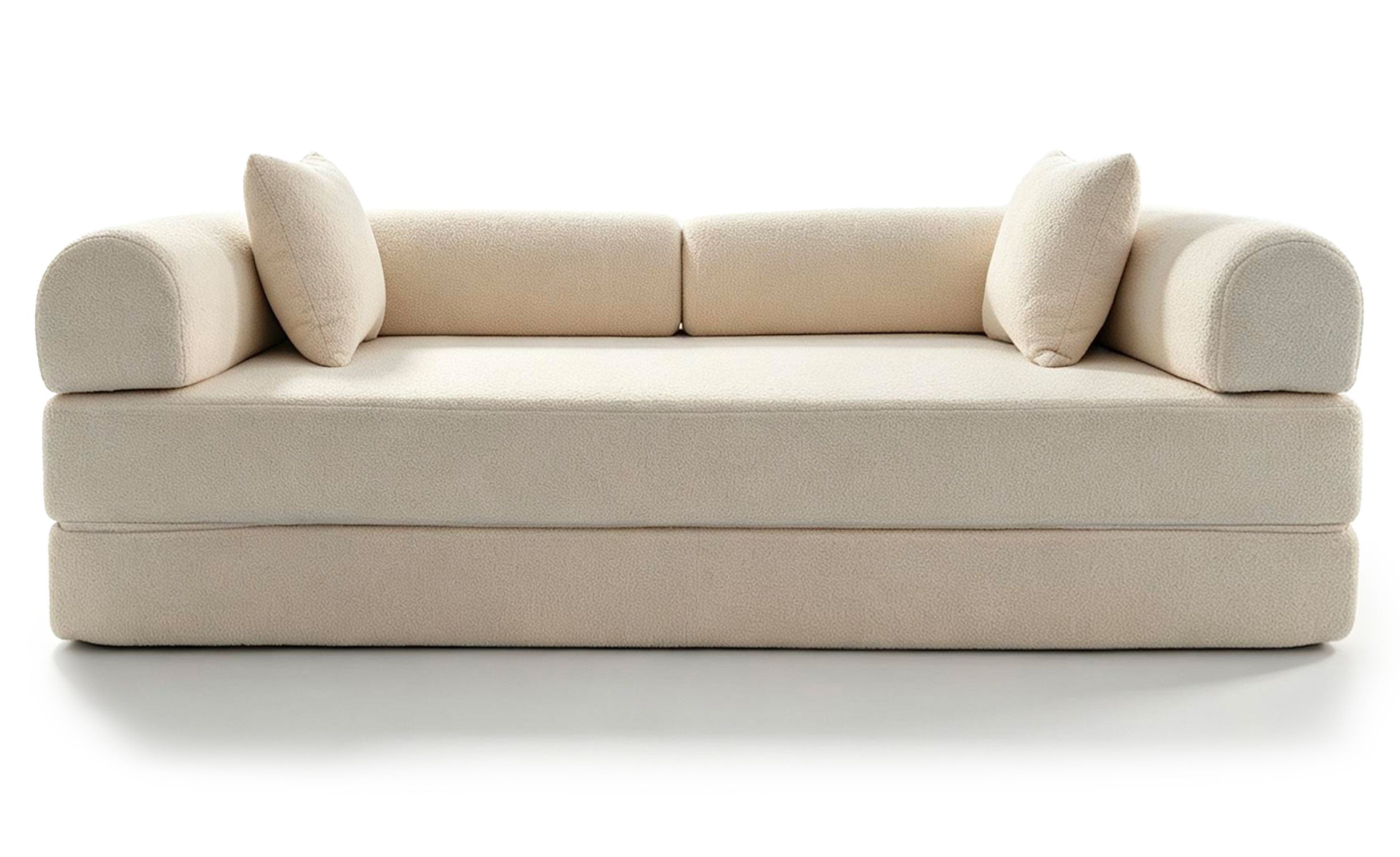 Canapé 3 places convertible et modulable Bergerac Tissu bouclette Crème