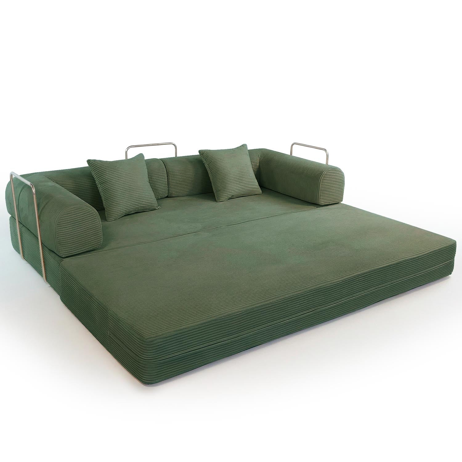 Canapé 3 places convertible et modulable Bergerac Velours côtelé Vert