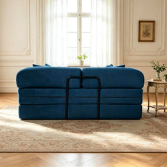 Canapé 2 places convertible et modulable Bergerac Tissu doux texturé Bleu