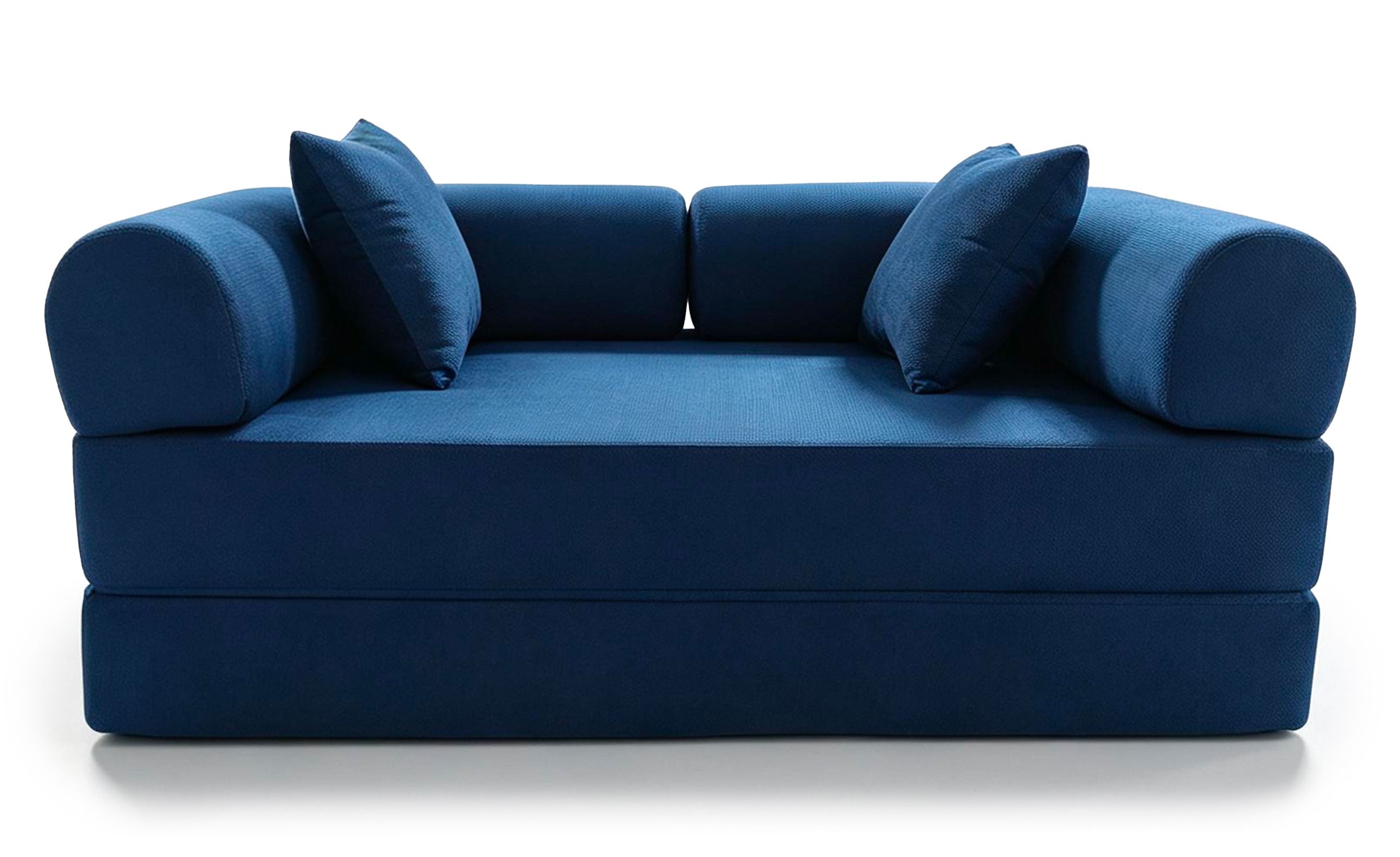 Canapé 2 places convertible et modulable Bergerac Tissu doux texturé Bleu