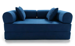 Canapé 2 places convertible et modulable Bergerac Tissu doux texturé Bleu