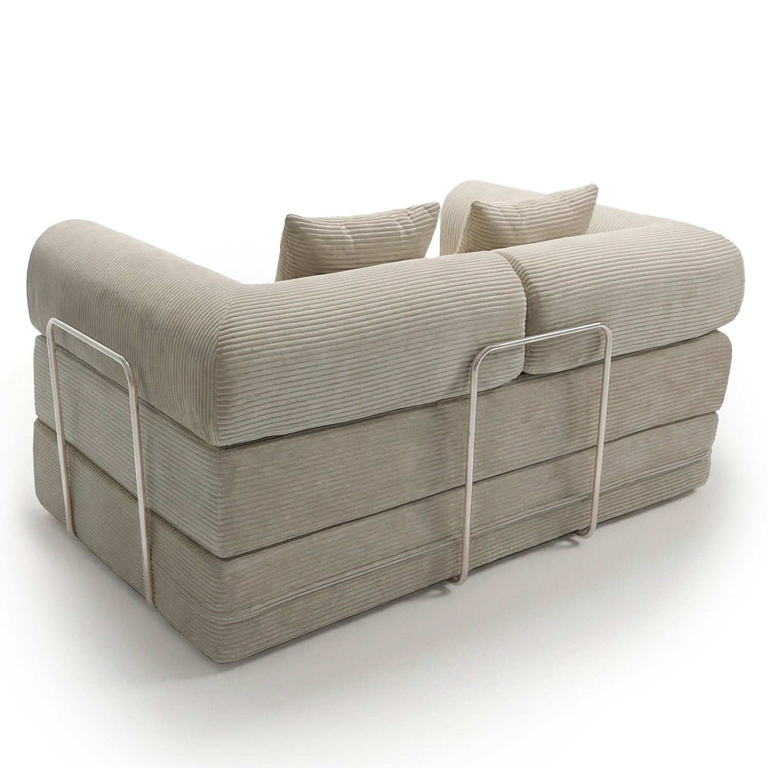 Canapé 2 places convertible et modulable Bergerac Velours côtelé Taupe Clair