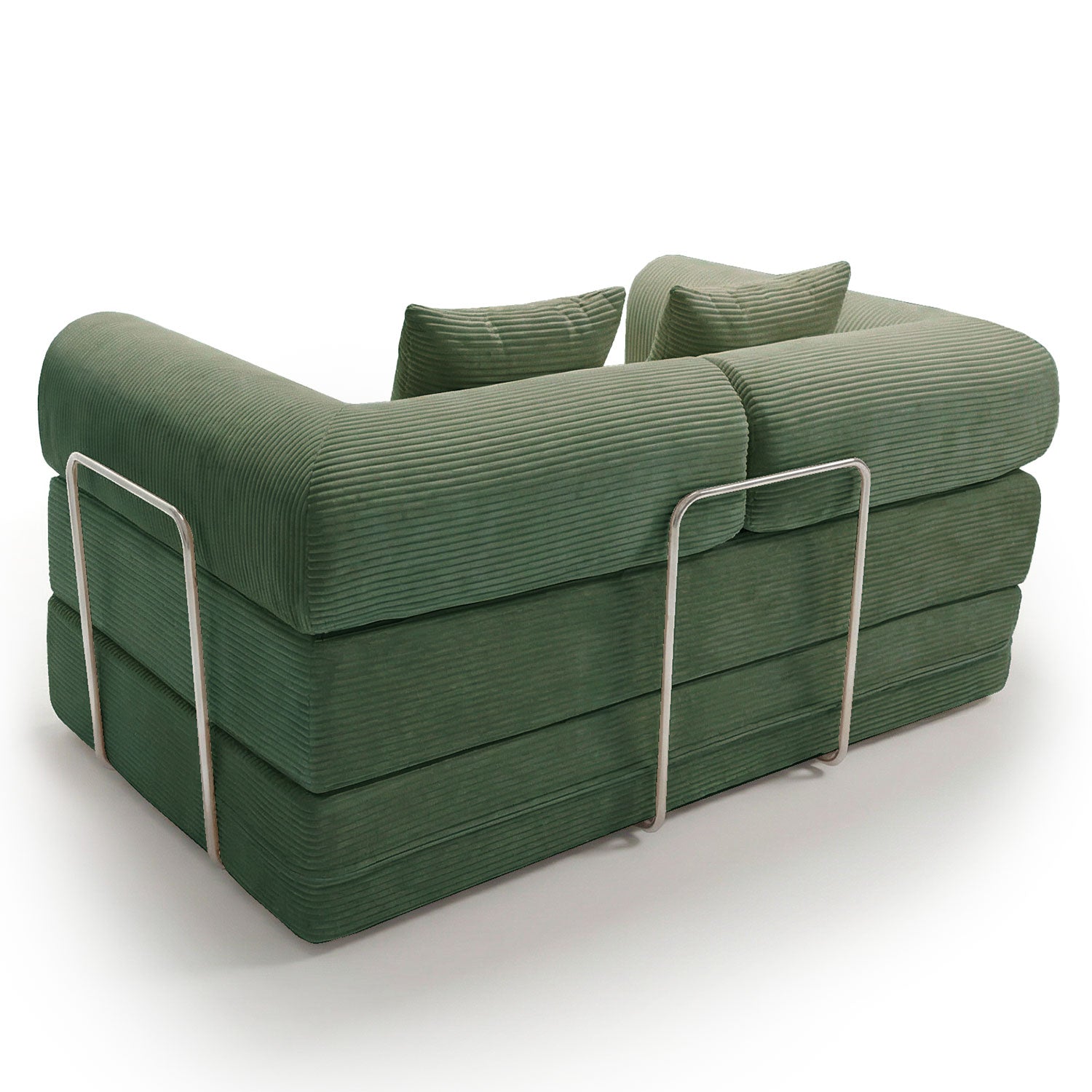 Canapé 2 places convertible et modulable Bergerac Velours côtelé Vert