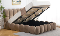 Cama canapé Carlin bola con somier abatible de terciopelo topo de 160x200 cm